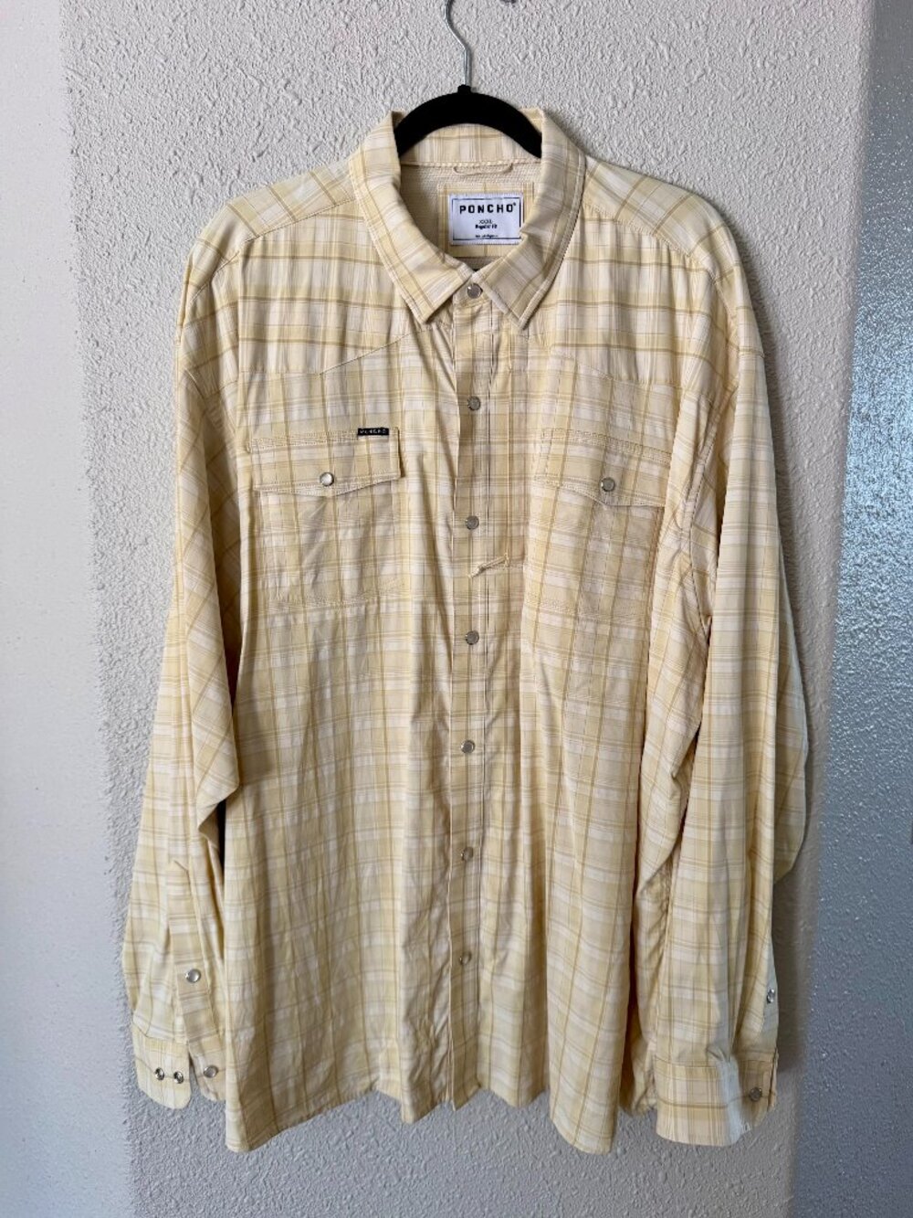 PONCHO Yellow & Cream Plaid Long Sleeve Western Snap Shirt - 3XL